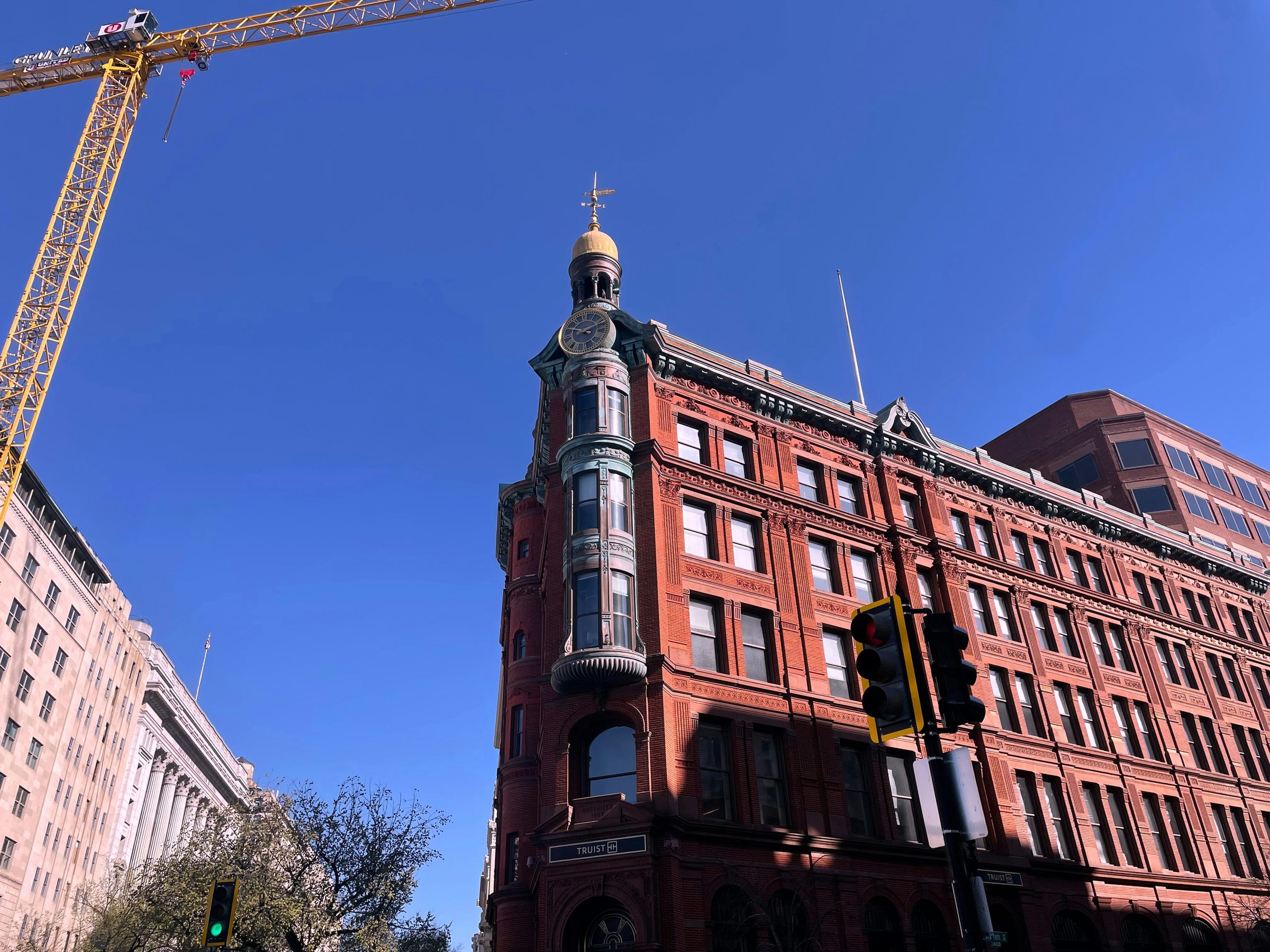 DC commercial streetscape with crane